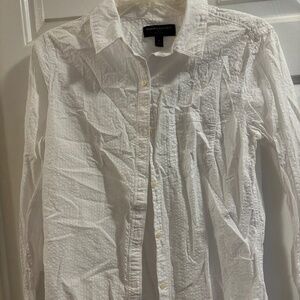 Banana Republic White Collared Long Sleeve Pocket Shirt Size M